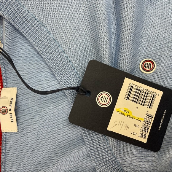 SERGE BLANCO SWEATER MEN’s NWT Light Blue - Picture 2 of 3
